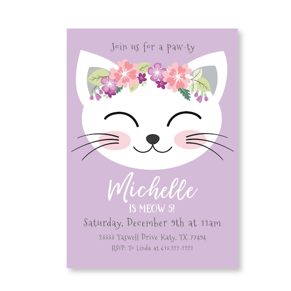 Cat Birthday Fill-in Invitations Cards With Envelopes (20