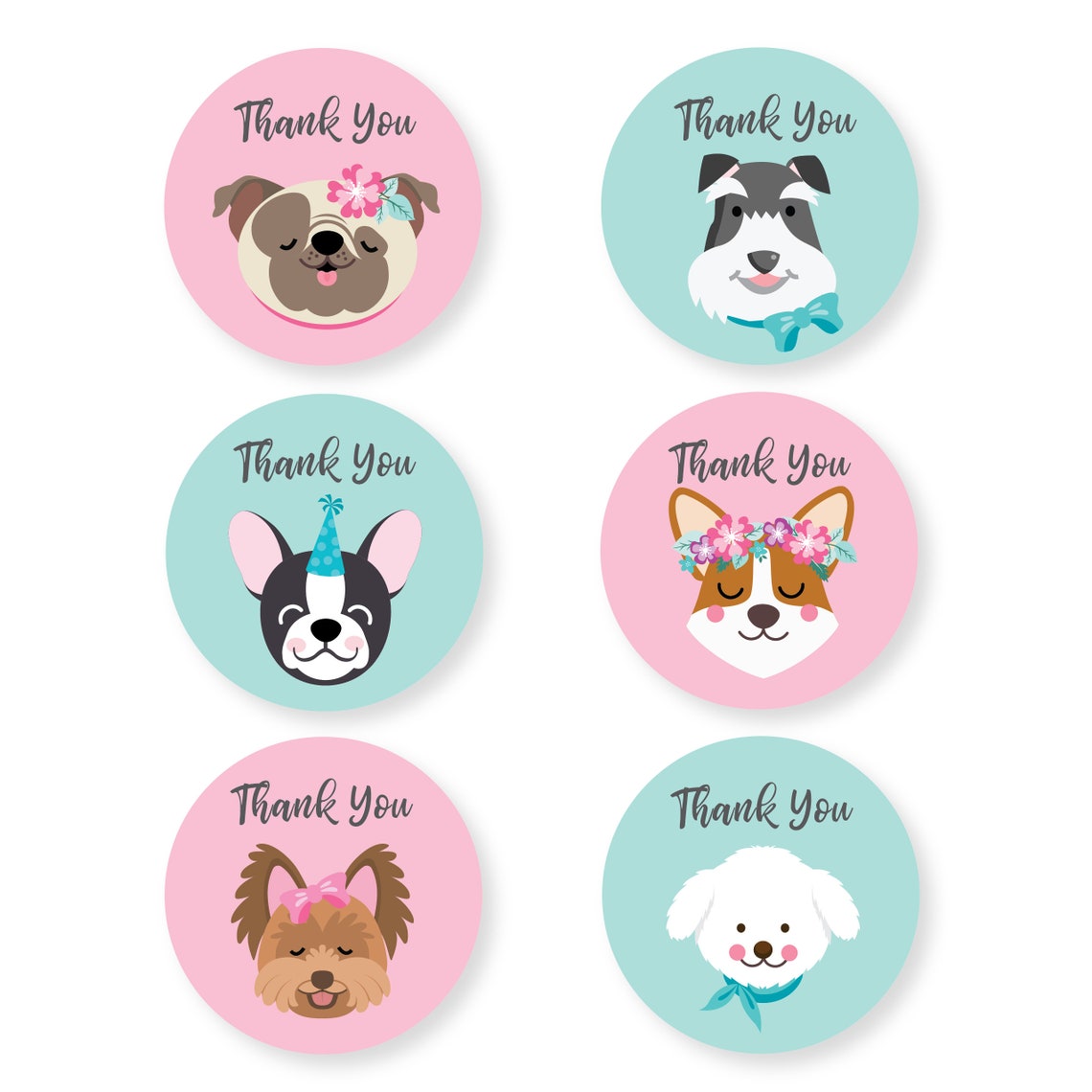 Dog Party Favor Tags Puppy Dog Birthday Printable Tag Girl Etsy
