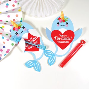 Narwhal Valentine Treat Hug Tag, Imprimable DIY INSTANT Télécharger le fichier, Classroom Valentine, Cadeau de la Saint-Valentin, Candy Holder Tag