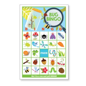 Bug BINGO Game Kid's Printable Bingo Game Bingo Game for Kids Bug & Nature Instant Download image 2