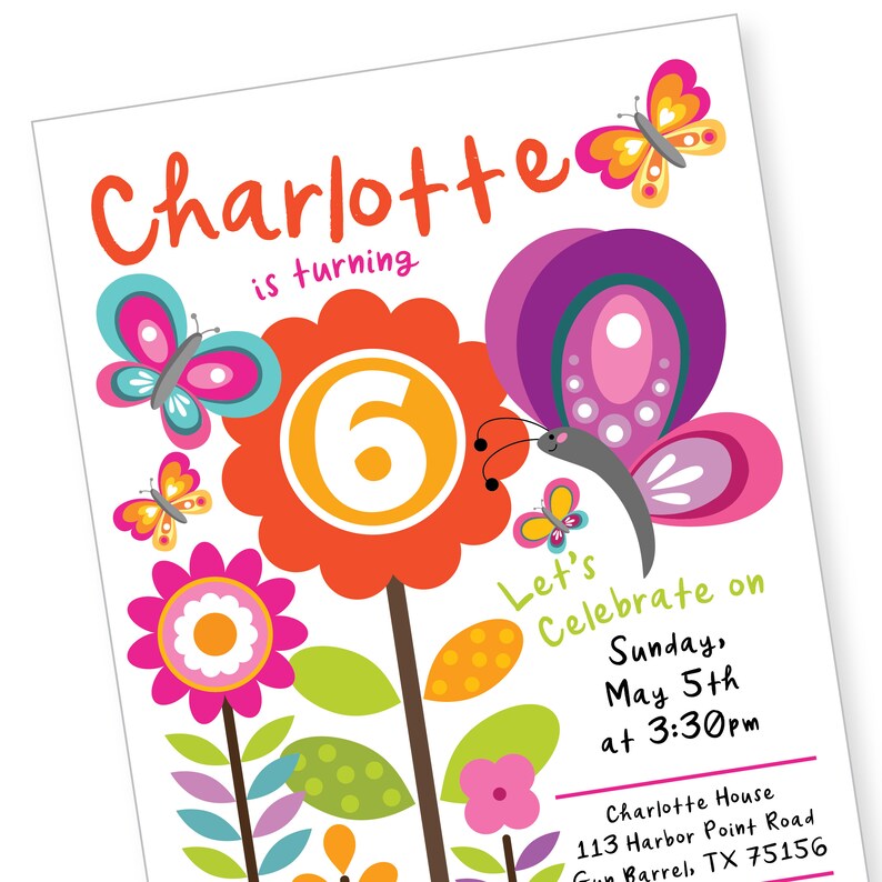 Butterfly Invitation, Flutter Party, WE EDIT, You PRINT, Custom Text, Printable Digital File image 3