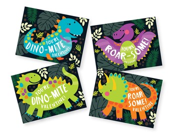 Dinosaur Valentines Day Cards, Boys Dinosaurs Valentine Cards, printable DIY Valentine, classroom cards