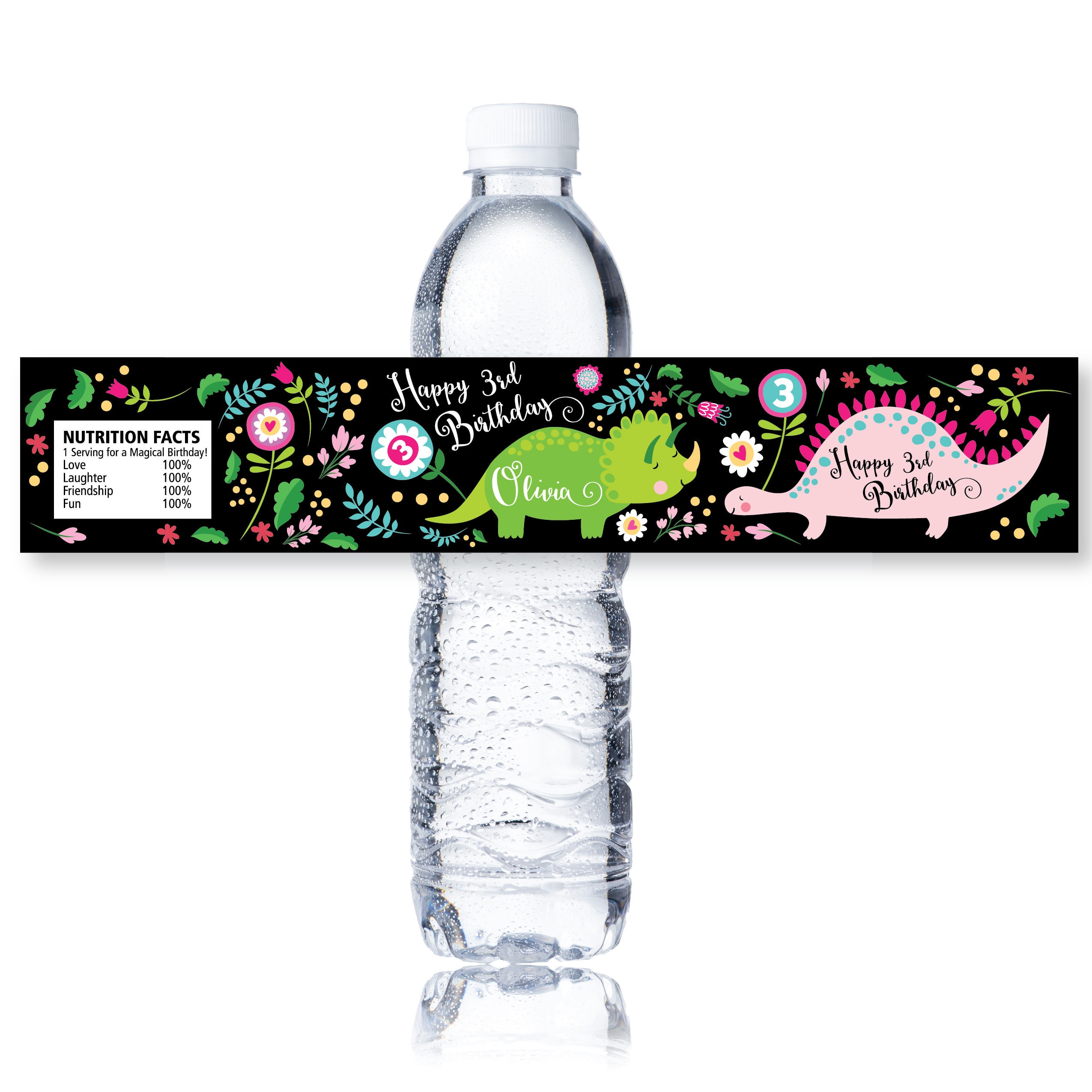 Dinosaur Bottle Label, Customized Printable DIY Girls Dinosaur Water