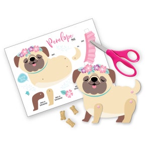 Articulated Pug Doll - Instant DIY Download  - Paper dolls - DIY Paper Pug Doll