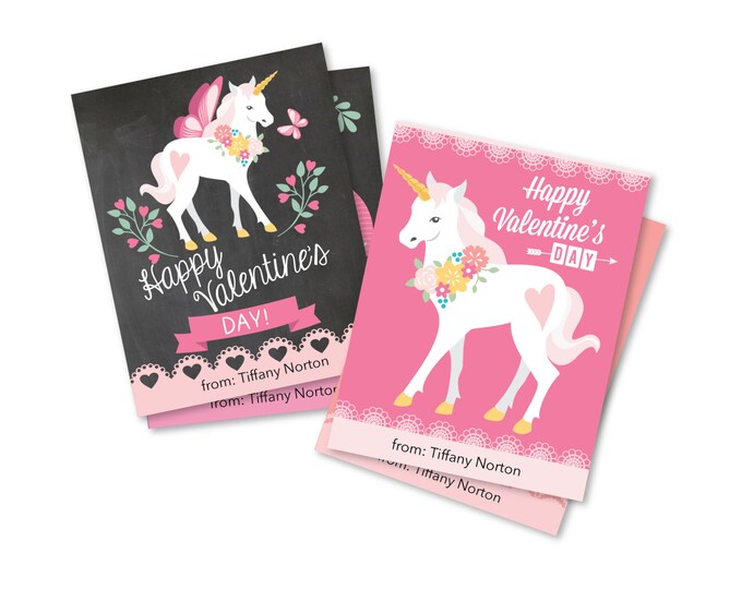 Unicorn Valentines Day Cards printable DIY card classroom, Valentine printable custom text, print for kids classroom, Valentine's Unicorn