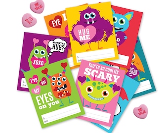 Printable Monster Valentine's Day Cards for Kids (Digital Download)
