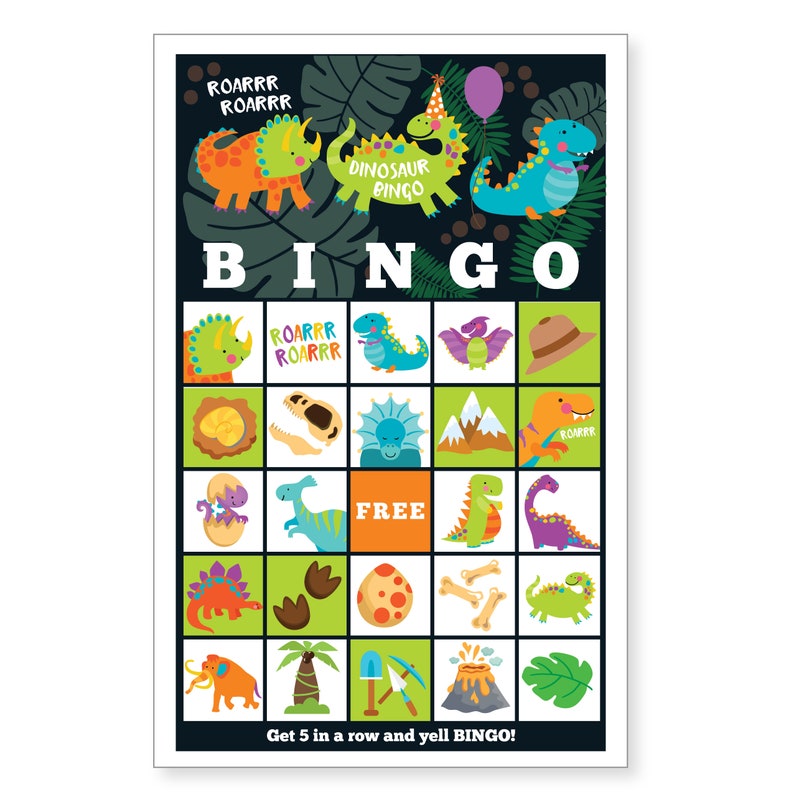 Juego de BINGO de dinosaurios, juego de fiesta de dinosaurios, juego de bingo imprimible para niños Juego de bingo para niños Dinosaurio, Juego de bingo Descarga instantánea imagen 3