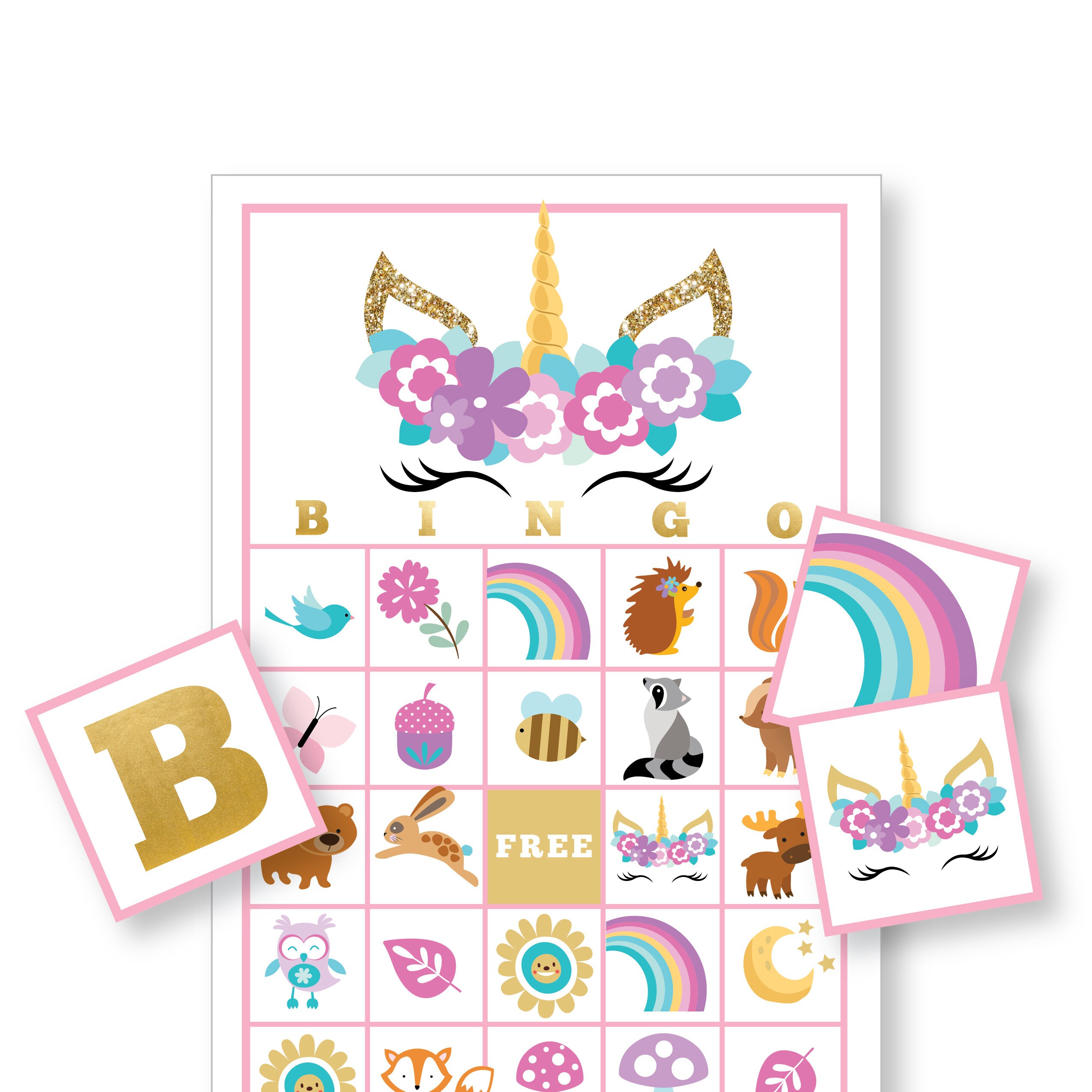 eyelash unicorn bingo game kids printable bingo game bingo party