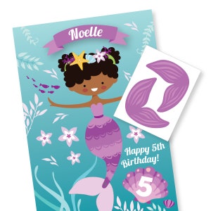 Purple Pin the Tail on the Mermaid Party Game, jeu de fête DIY pour les filles, Purple Mermaid Birthday, fichiers imprimables et numériques