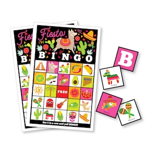 Fiesta BINGO Spiel, kommt mit 50 verschiedenen Bingo Karten, Bingo Spiel für Jungen und Mädchen, Mexikanische Fiesta Geburtstag, Printable Sofort Download
