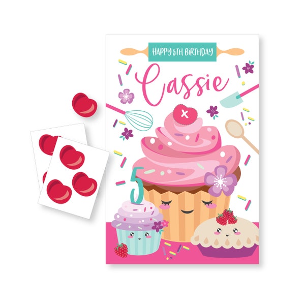 Épinglez la cerise sur le petit gâteau, jeu de société DIY pour filles, petit gâteau, pâtisserie, anniversaire, fichiers numériques imprimables