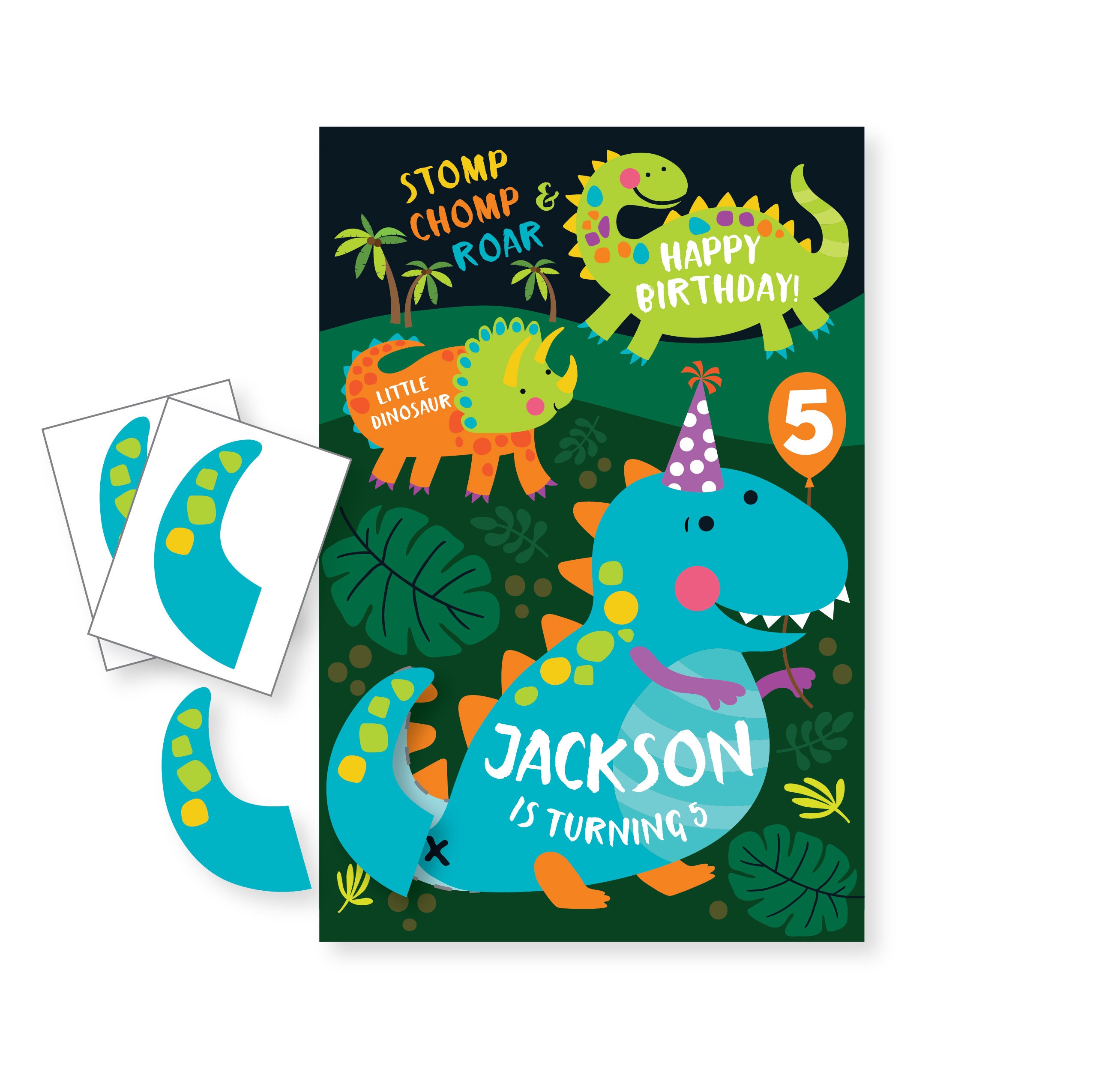 Pin the Tail on the Dinosaur Printable Birthday (Instant Download