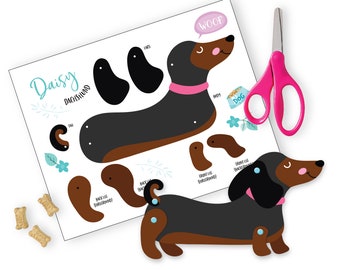 Articulated Dachshund Doll - Instant DIY Download - Paper dolls - DIY Paper Dachshund Doll