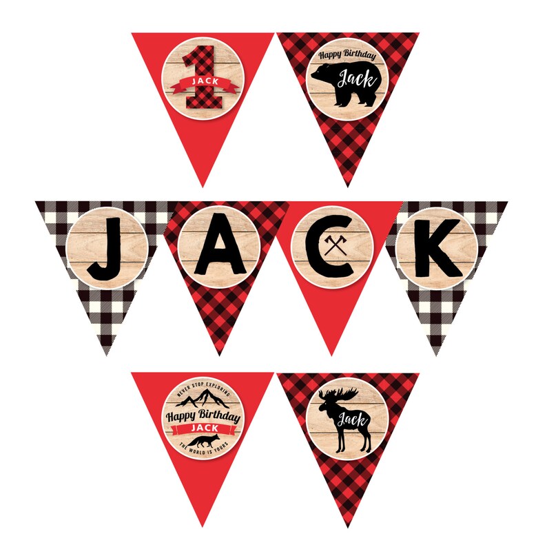Lumberjack First Birthday Bunting Printable Customized DIY | Etsy