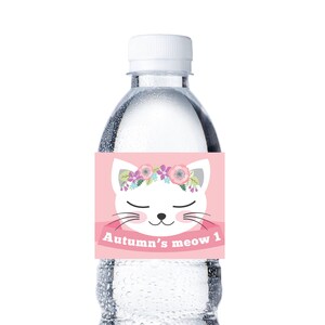 Kitten Cat Water Bottle Label Customized Printable DIY - Etsy
