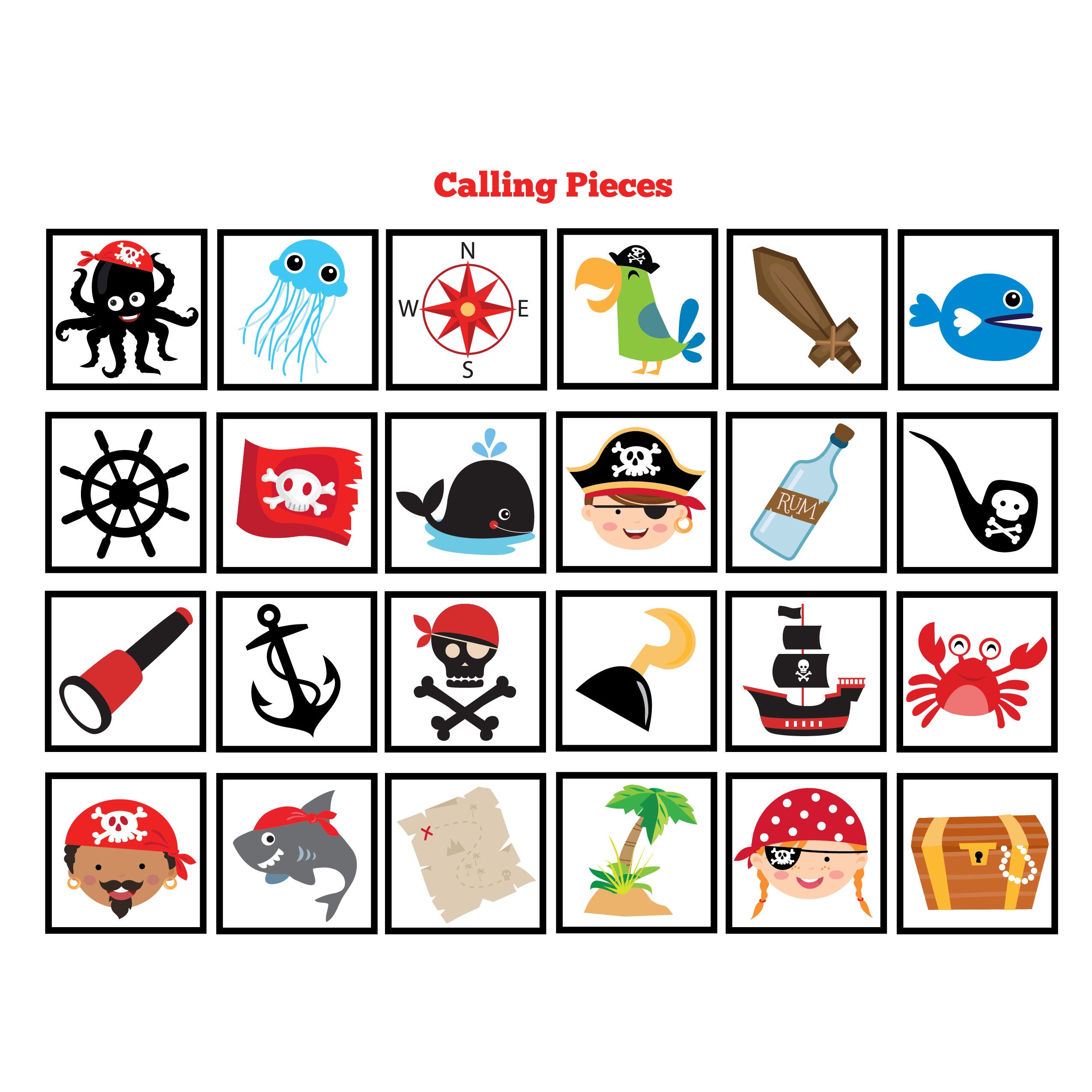 Pirate BINGO Game Kid s Printable Bingo Game Bingo Game For Kids 
