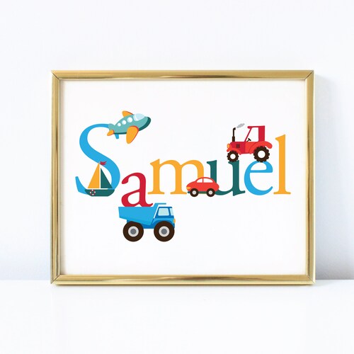 Boy's Name Art Printable Art Nursery Art DIY Art Etsy
