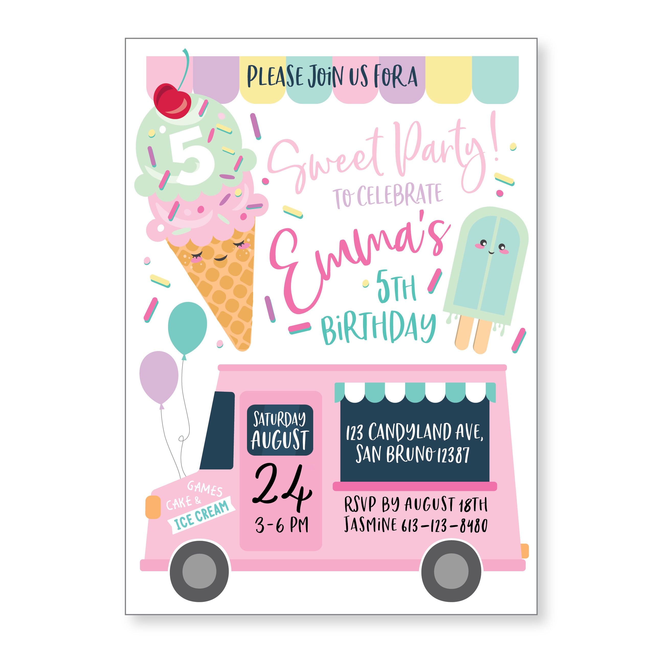 Ice Cream Social Baby Shower Favor Tags