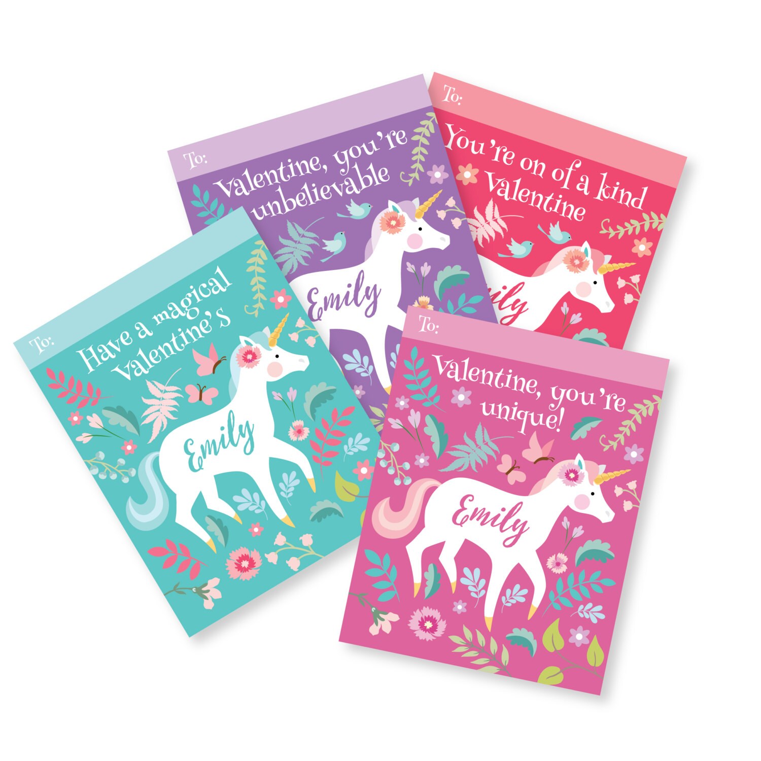 Unicorn Valentines Day Cards Printable DIY Card Classroom Valentine Printable Custom Text
