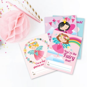 Fairy Valentine&#39;s Day Cards, printable DIY card, classroom Valentine for girls, Instant Download Fairy Valentine Cards