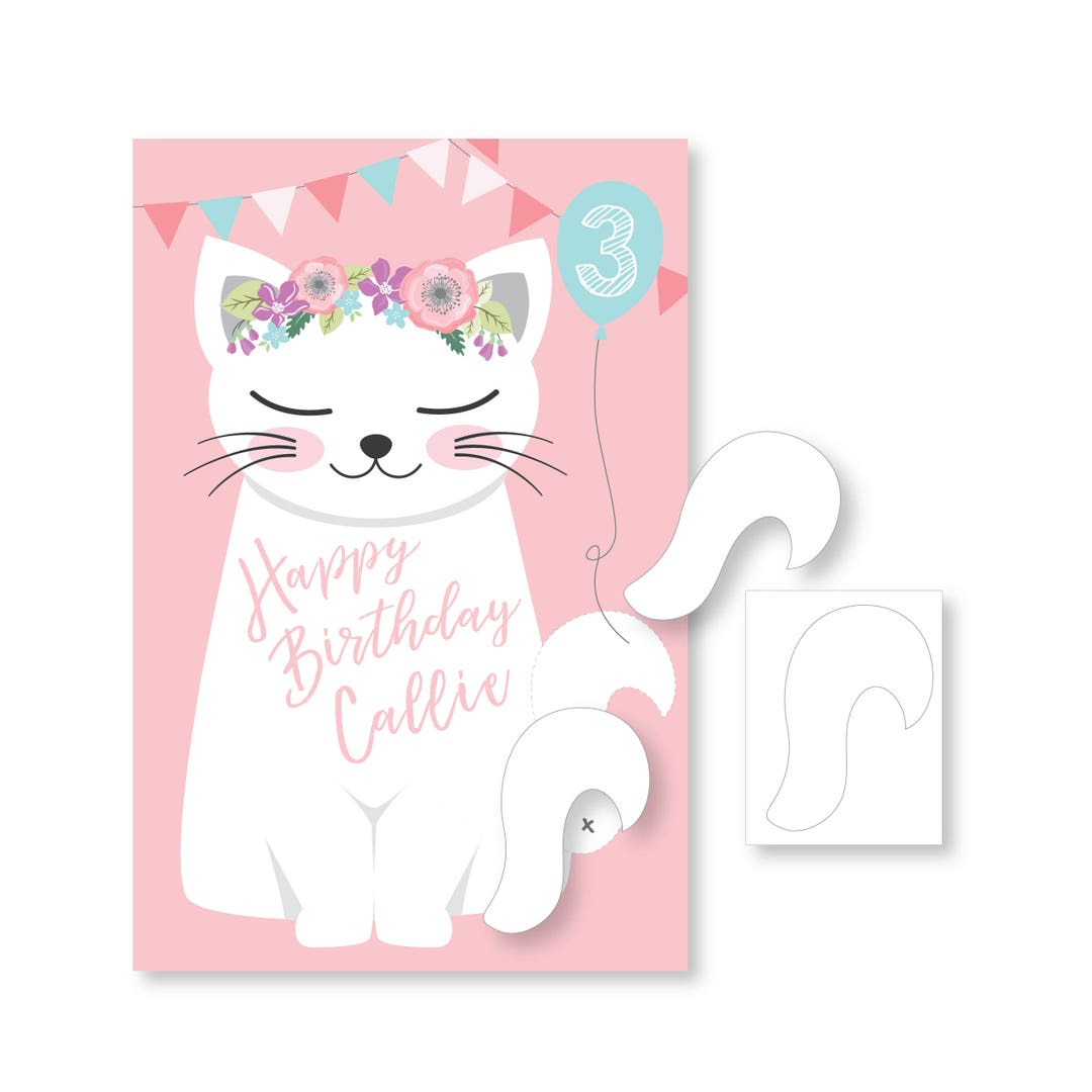 Pin the Tail on the Kitty / Cat Party Game DIY Party Game - Etsy