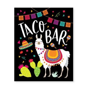 Llama Taco Bar Sign Printable Party Sign, Instant Download, Digital files Fiesta, Mexican Taco bar Sign, Taco Birthday party image 3