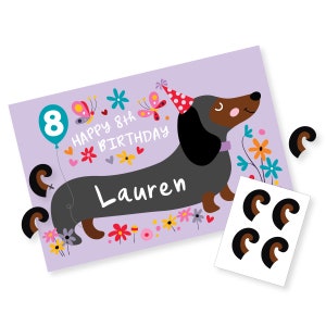 Pin the Tail on the Dachshund Party Game, DIY party game for girls, Dog Birthday Game, Printable, digital files only