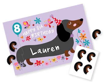 Pin the Tail on the Dachshund Party Game, DIY party game for girls, Dog Birthday Game, Printable, digital files only