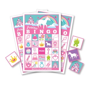 Princess BINGO Game, 36 cartes de bingo différentes, Princess Party Game, DIY Printable files, Instant Download