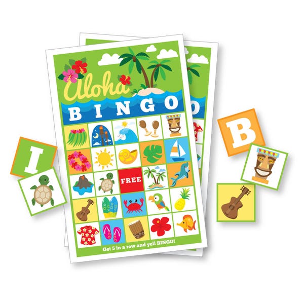 Hawaiian BINGO Game, 60 different cards, Kid's Printable Party Game, Adults Aloha Party Game, Aloha Bingo, Instant Download, Printable files