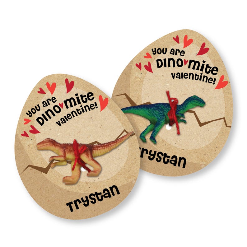 Printable Dinosaur Egg Valentines Cards, Custom Name (digital Files ...