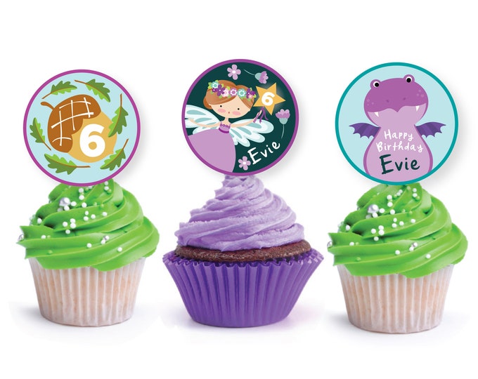 Enchanted Forest Cupcake toppers or bunting - Magical Birthday, Enchanted Forest Birthday Party, Cupcake Toppers, Digital files only