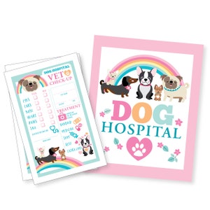 Dog Hospital Vet Check up, Puppy Hospital Sign and Check-up Cards, Cat Adoption, Vet, Exam, Check Up, Instant Download, Digital, Decor