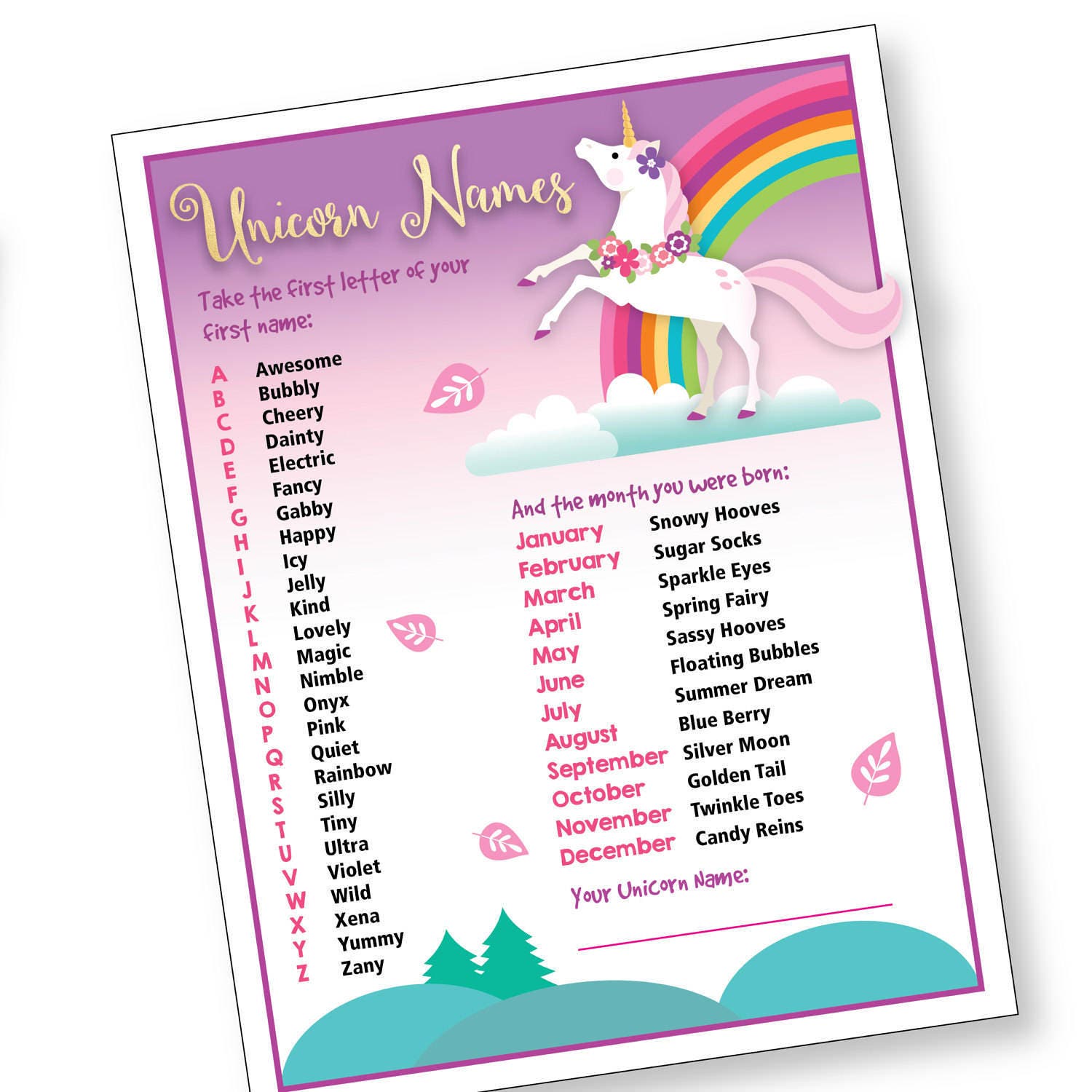 Adopt a Unicorn Party Kit / Certificate / Adoption Sign / Favor Tag / Craft  Activities, colouring sheet, unicorn names and unicorn crown