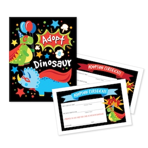 Adopt a Dinosaur, Certificate and Adoption Sign, Dinosaur Birthday Party, Digital Adoption Kit