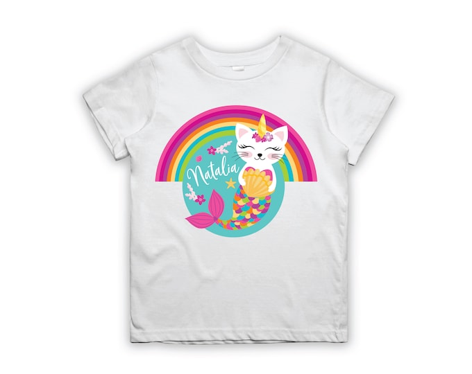 Caticorn T-Shirt Design, Personalized Printable Caticorn Iron-on, Birthday Girl iron on, Tshirt Transfer-Digital File