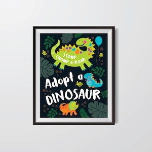 Adopt a Dinosaur  and Certificate, Adoption Sign, Favor Tag, Boys Dinosaur Birthday Party, Digital Adoption Kit