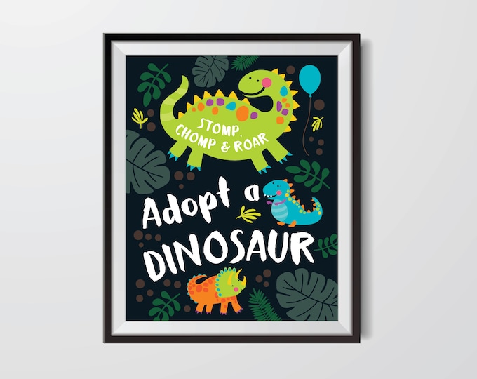 Adopt a Dinosaur  and Certificate, Adoption Sign, Favor Tag, Boys Dinosaur Birthday Party, Digital Adoption Kit