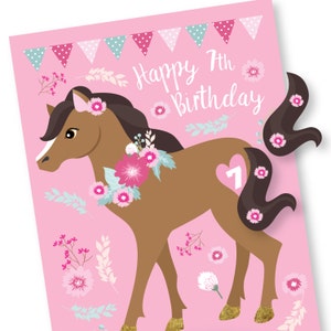Pin the Tail on the Pony, Horse Party Game, Pink Pony Game, Cowgirl Party Game, DIY printable party game, Digital Files