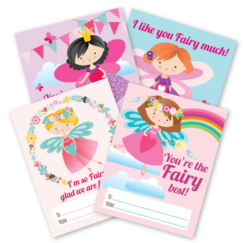 Fairy Valentines Day Cards / printable DIY card / classroom | Etsy
