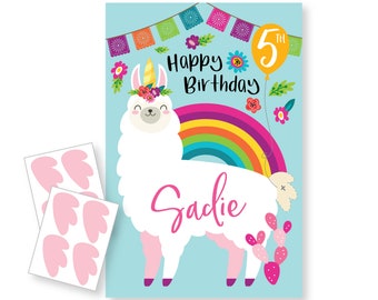 Pin the Tail on the Llama, Unicorn party game - DIY party game - party game for girls - llamacorn game - digital files