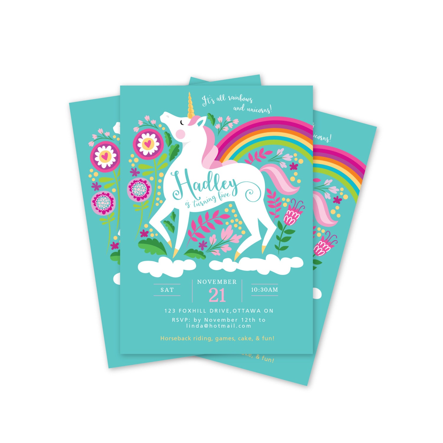 Unicorn Birthday Invitation Free Printable