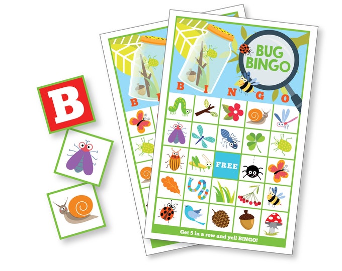 Bug BINGO Game - Kid's Printable Bingo Game - Bingo Game for Kids - Bug & Nature Instant Download