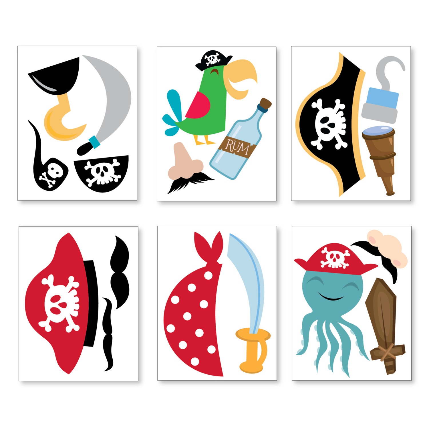 Boys Pirate Photo Booth Props - Pirate Birthday Props - Instant