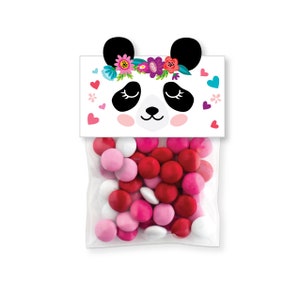 Décoration de sac panda Saint-Valentin, cartes de la Saint-Valentin, bricolage imprimable Saint-Valentin, cartes de salle de classe, téléchargement immédiat imprimable