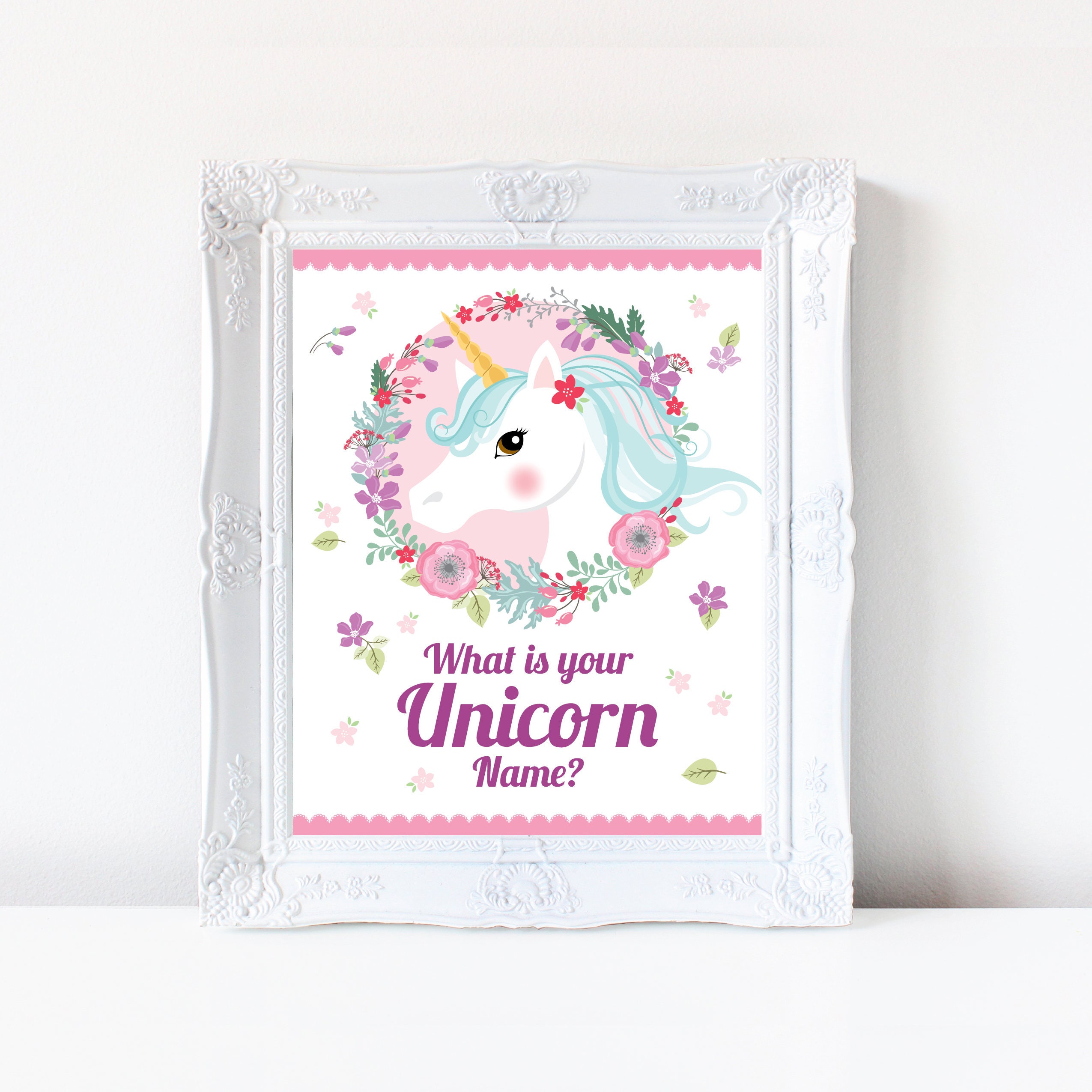 unicorn name game sign and name labels what s your unicorn name game instant download unicorn party