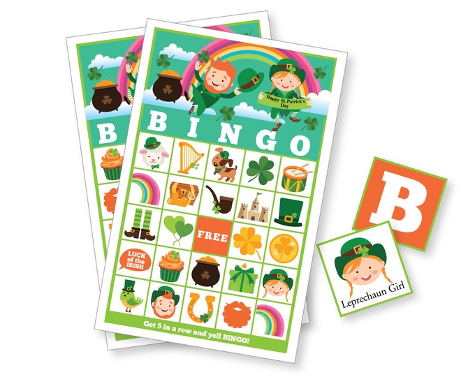 St Patrick's Day  BINGO Game - Kid's Printable Bingo Game - St Patricks Bingo Game - Instant Download - Classroom St Paddy Day Bingo