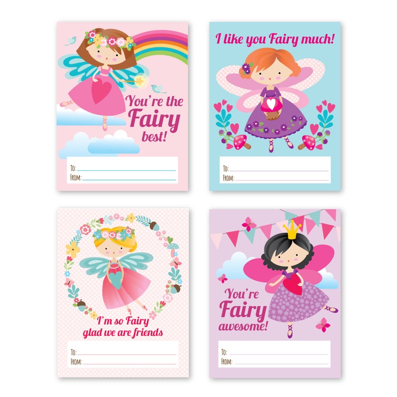 Fairy Valentines Day Cards / Printable DIY Card / Classroom - Etsy