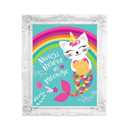 Caticorn Art Print Always Believe in Meowgic Pink Caticorn Etsy