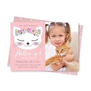 Cat Birthday Party Photo Invitation, Kitten Invite, Are you kitten me, WE EDIT, You PRINT, Custom Text, Printable Digital File